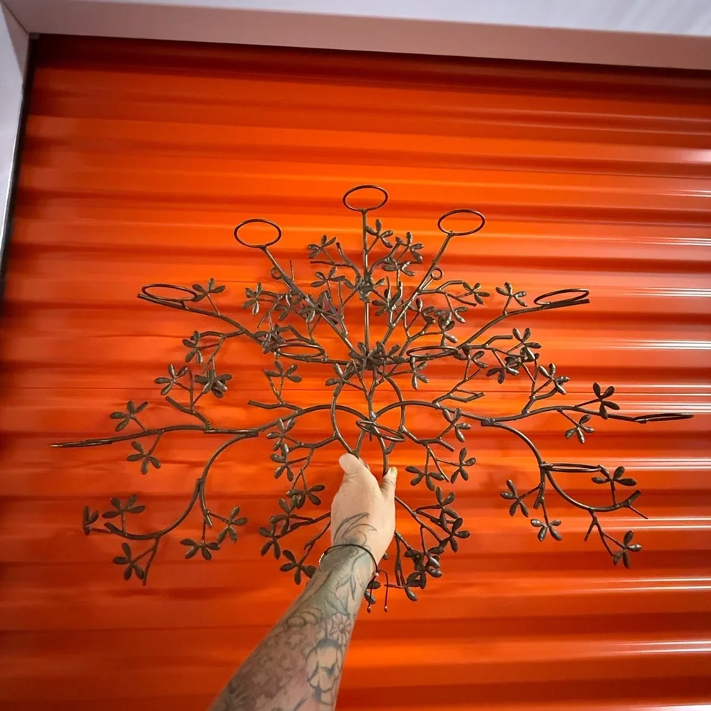 Metal Floral Wall Sculpture - Brown Decorative Wall Art
